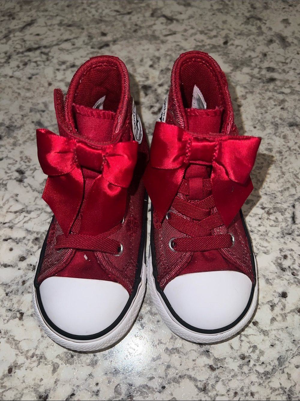 Converse Kids Red High-Top Sneakers with Satin Bow